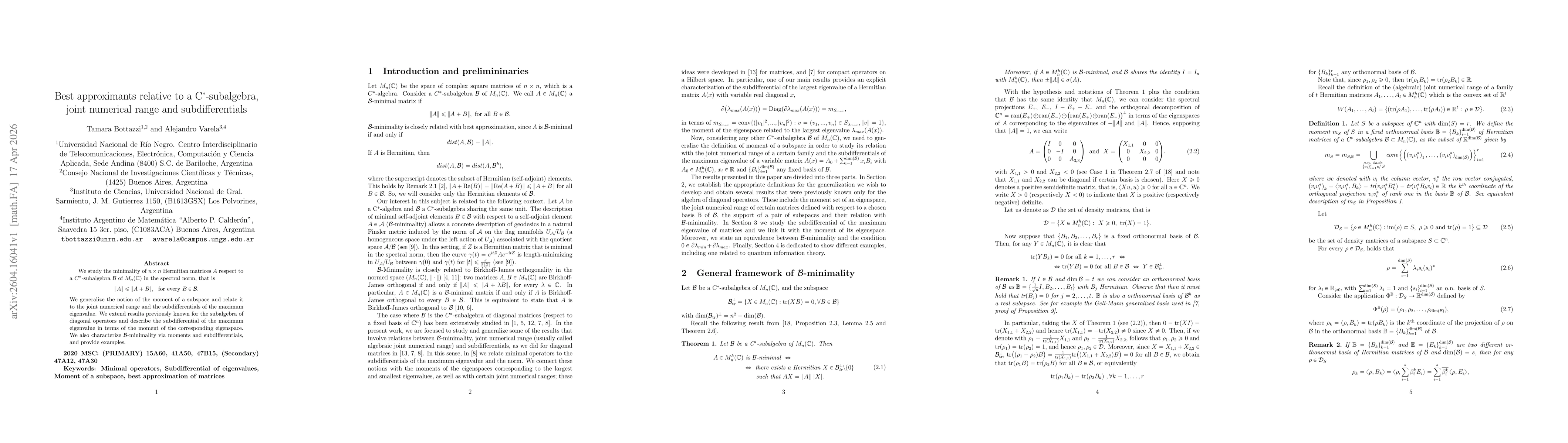 Thumbnail for Best approximants relative to a C$^*$-subalgebra, joint numerical range and subdifferentials