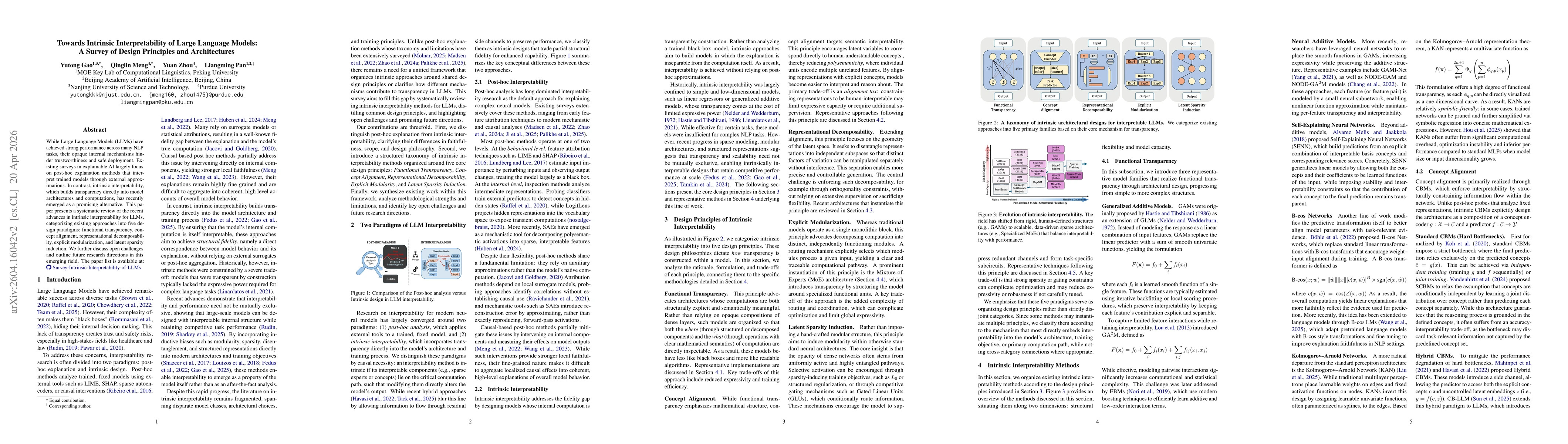Thumbnail for Towards Intrinsic Interpretability of Large Language Models:A Survey of Design Principles and Architectures