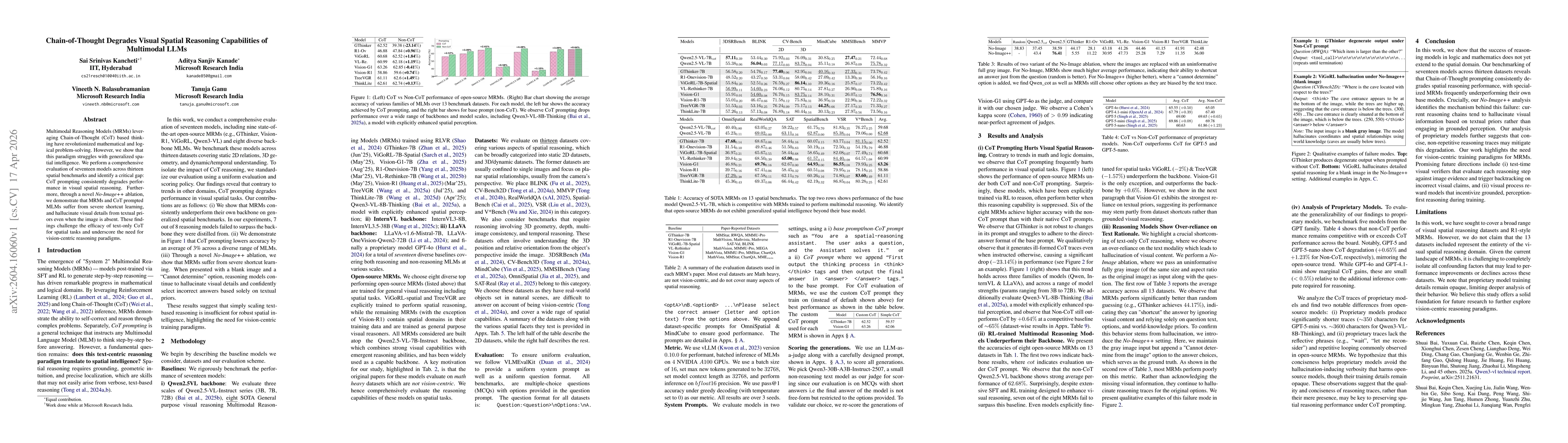 Thumbnail for Chain-of-Thought Degrades Visual Spatial Reasoning Capabilities of Multimodal LLMs