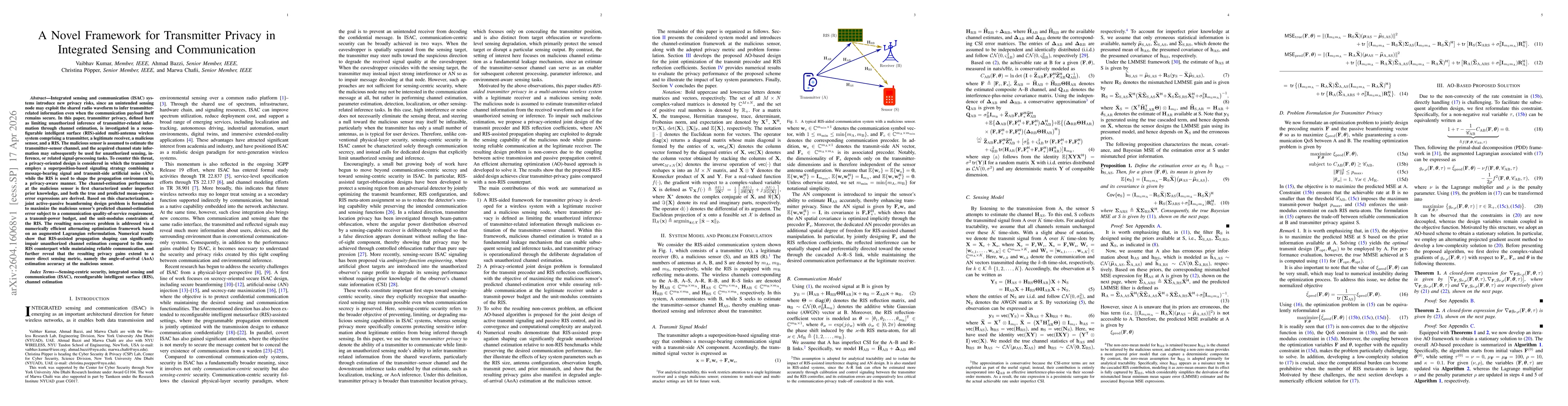 Thumbnail for A Novel Framework for Transmitter Privacy in Integrated Sensing and Communication
