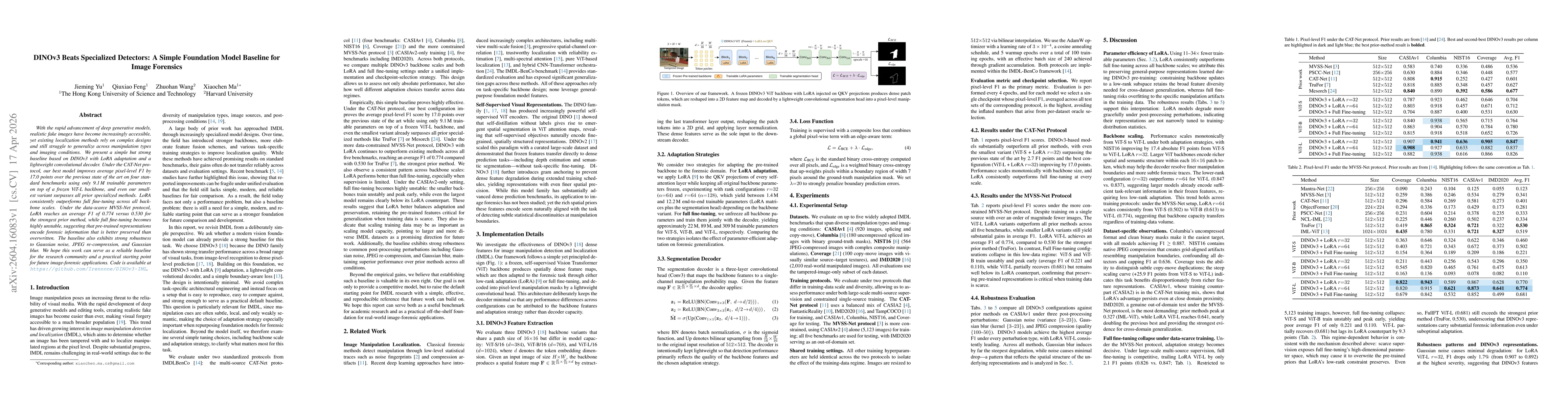 Thumbnail for DINOv3 Beats Specialized Detectors: A Simple Foundation Model Baseline for Image Forensics