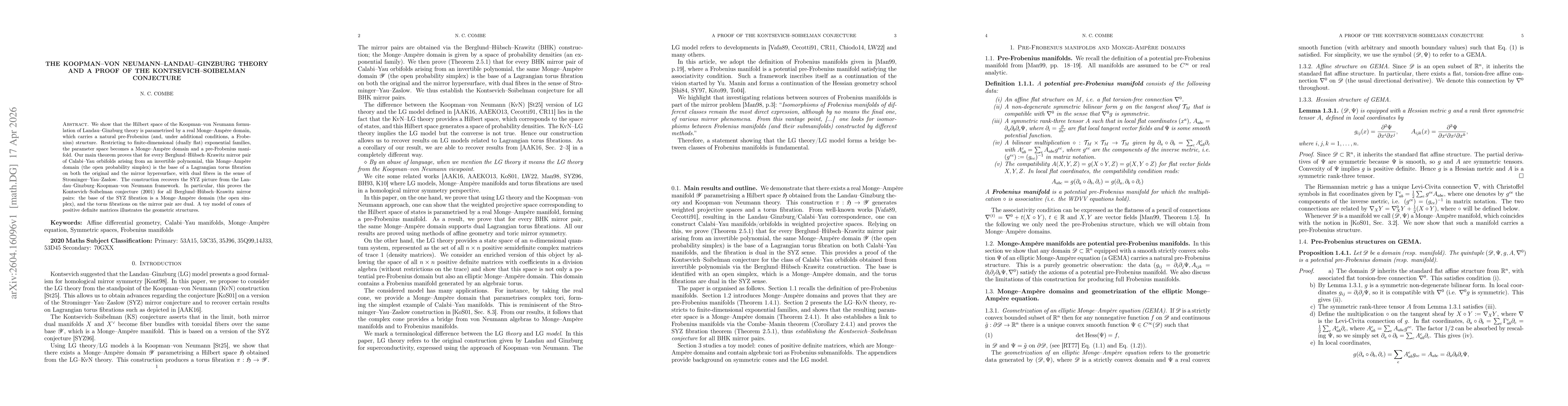 Thumbnail for The Koopman--von Neumann--Landau--Ginzburg theory and a Proof of the Kontsevich--Soibelman Conjecture