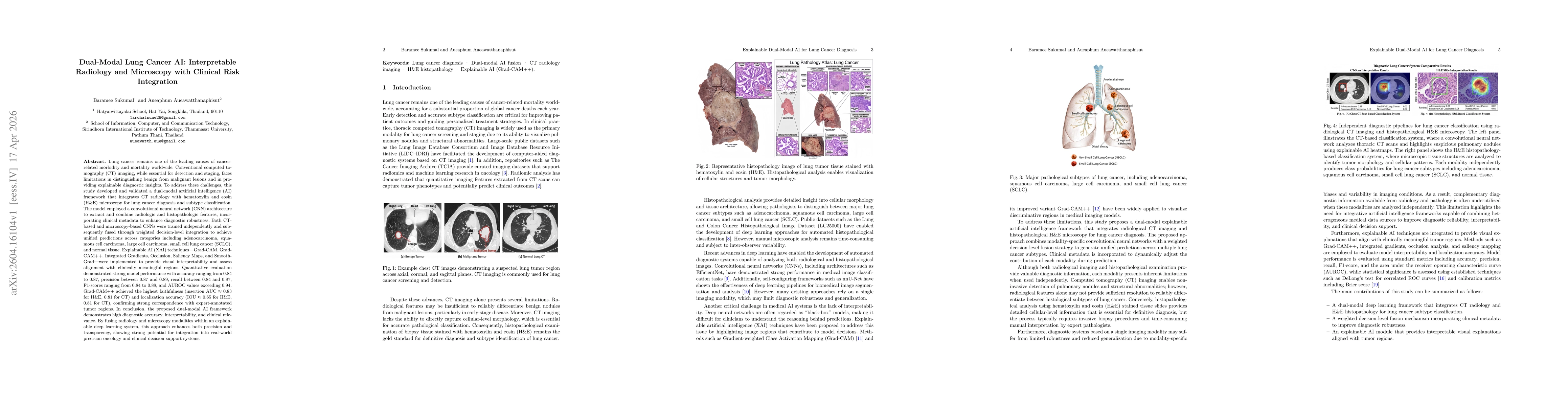 Thumbnail for Dual-Modal Lung Cancer AI: Interpretable Radiology and Microscopy with Clinical Risk Integration
