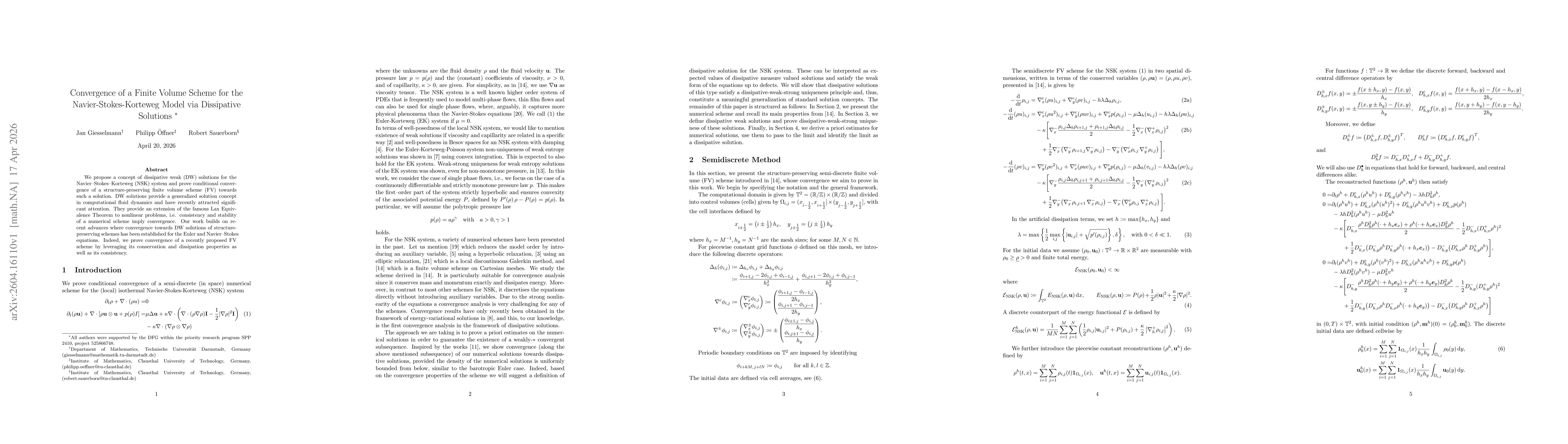 Thumbnail for Convergence of a Finite Volume Scheme for the Navier-Stokes-Korteweg Model via Dissipative Solutions