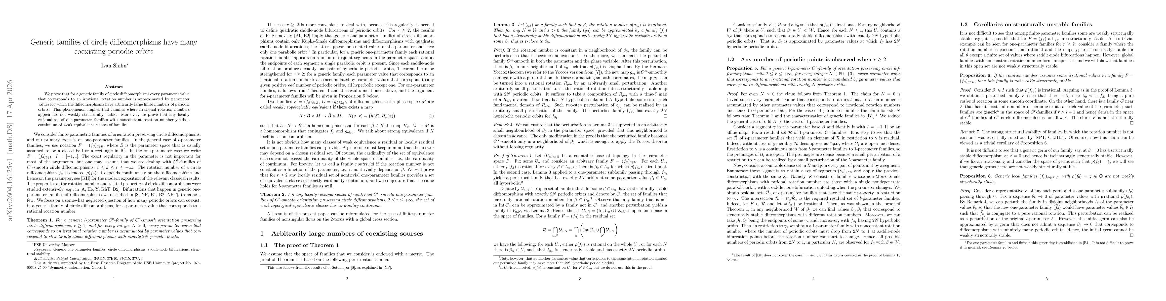 Thumbnail for Generic families of circle diffeomorphisms have many coexisting periodic orbits
