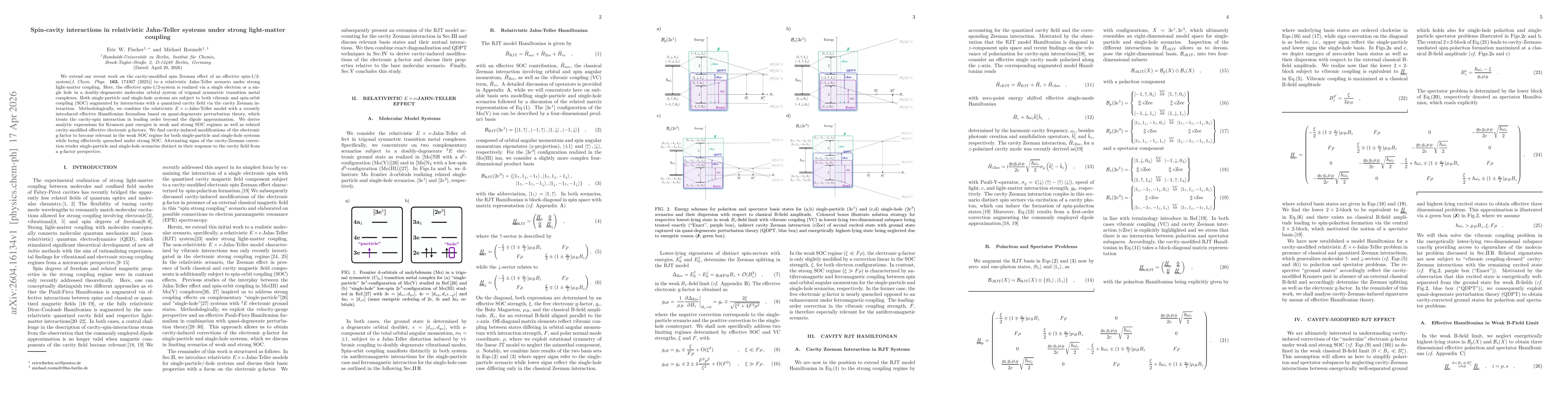 Thumbnail for Spin-cavity interactions in relativistic Jahn-Teller systems under strong light-matter coupling