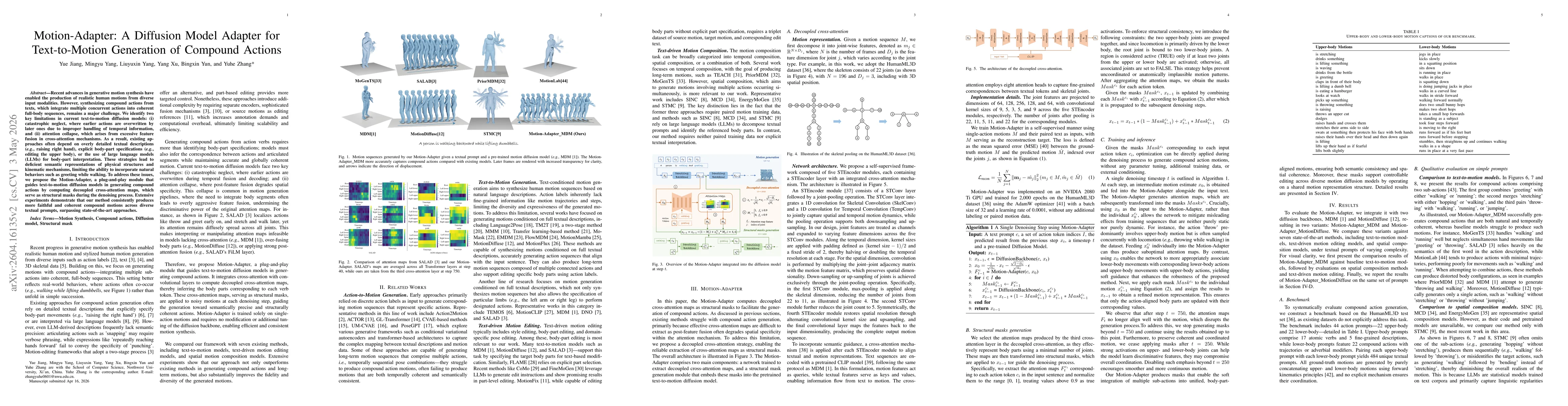 Thumbnail for Motion-Adapter: A Diffusion Model Adapter for Text-to-Motion Generation of Compound Actions