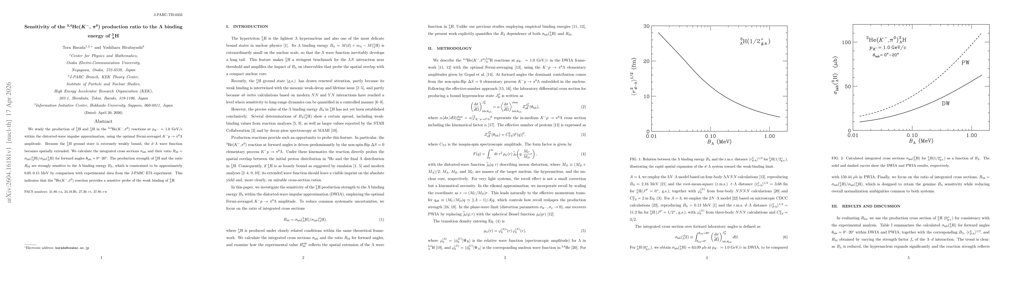 Thumbnail for Sensitivity of the $^{3,4}$He($K^-$, $π^0$) production ratio to the $Λ$ binding energy of $^3_Λ$H