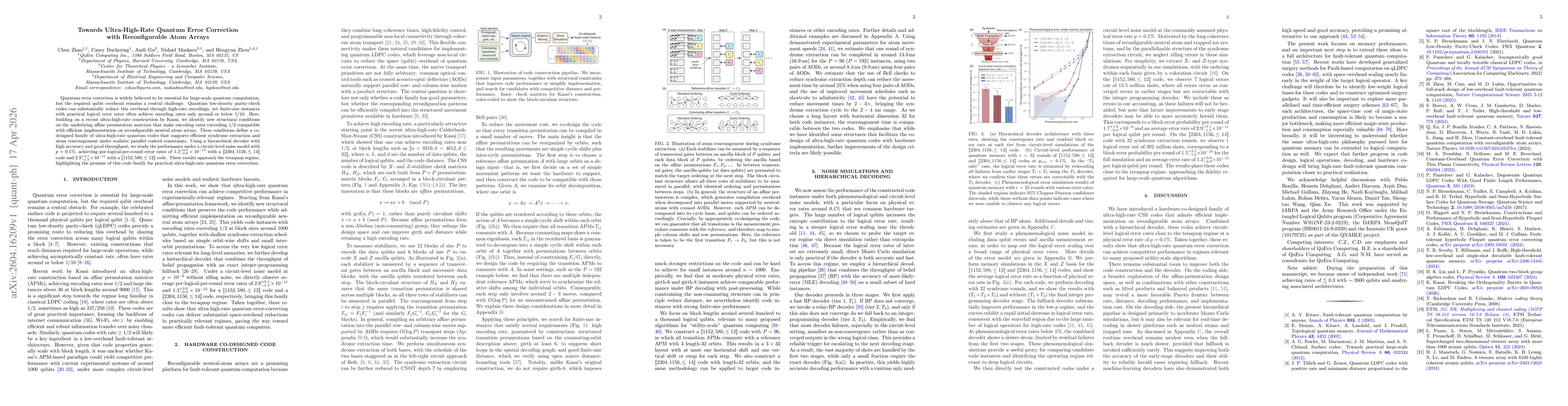 Thumbnail for Towards Ultra-High-Rate Quantum Error Correction with Reconfigurable Atom Arrays