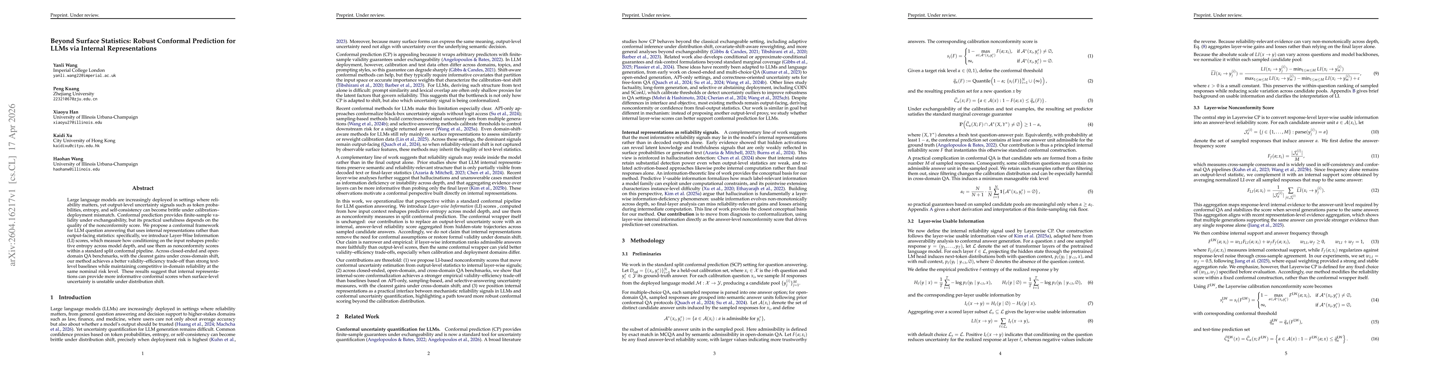 Thumbnail for Beyond Surface Statistics: Robust Conformal Prediction for LLMs via Internal Representations