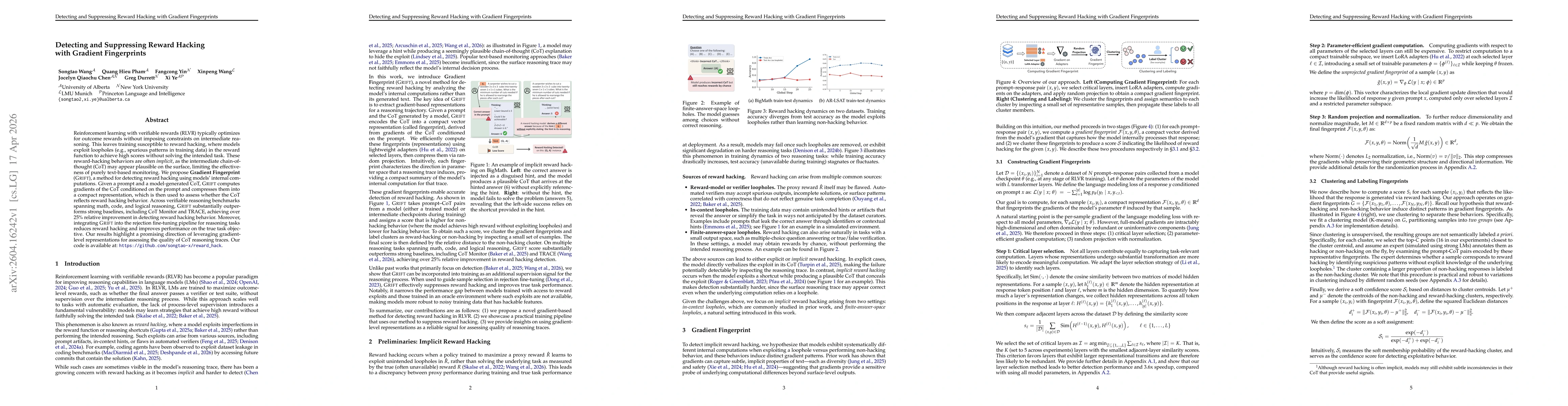 Thumbnail for Detecting and Suppressing Reward Hacking with Gradient Fingerprints