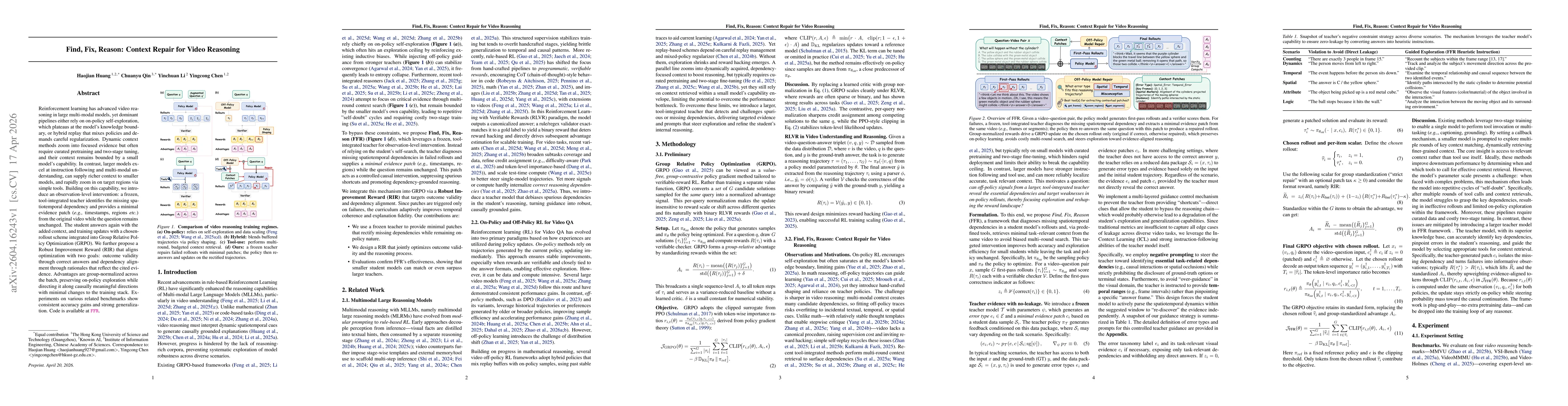 Thumbnail for Find, Fix, Reason: Context Repair for Video Reasoning