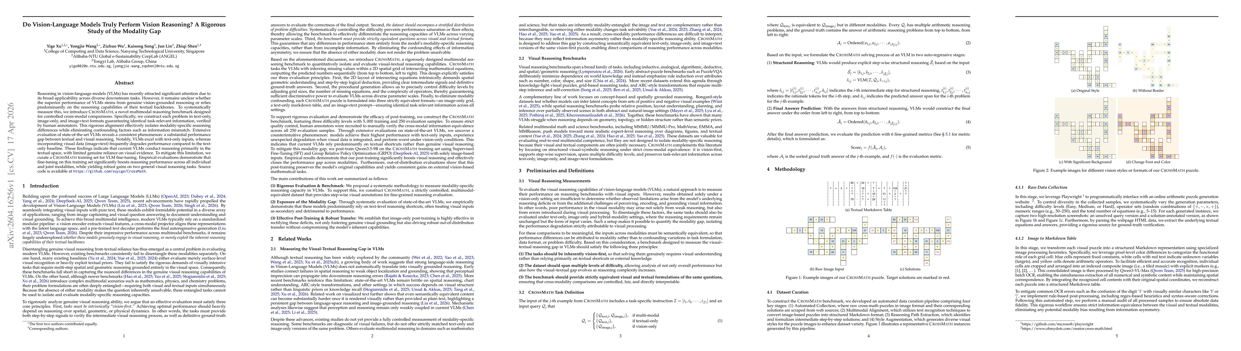 Thumbnail for Do Vision-Language Models Truly Perform Vision Reasoning? A Rigorous Study of the Modality Gap