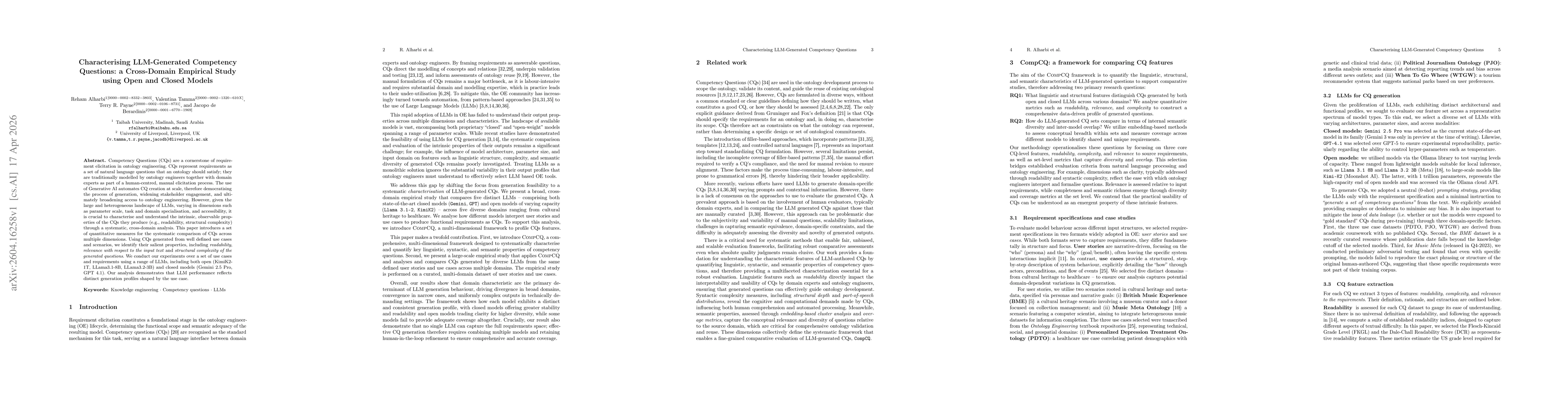 Thumbnail for Characterising LLM-Generated Competency Questions: a Cross-Domain Empirical Study using Open and Closed Models