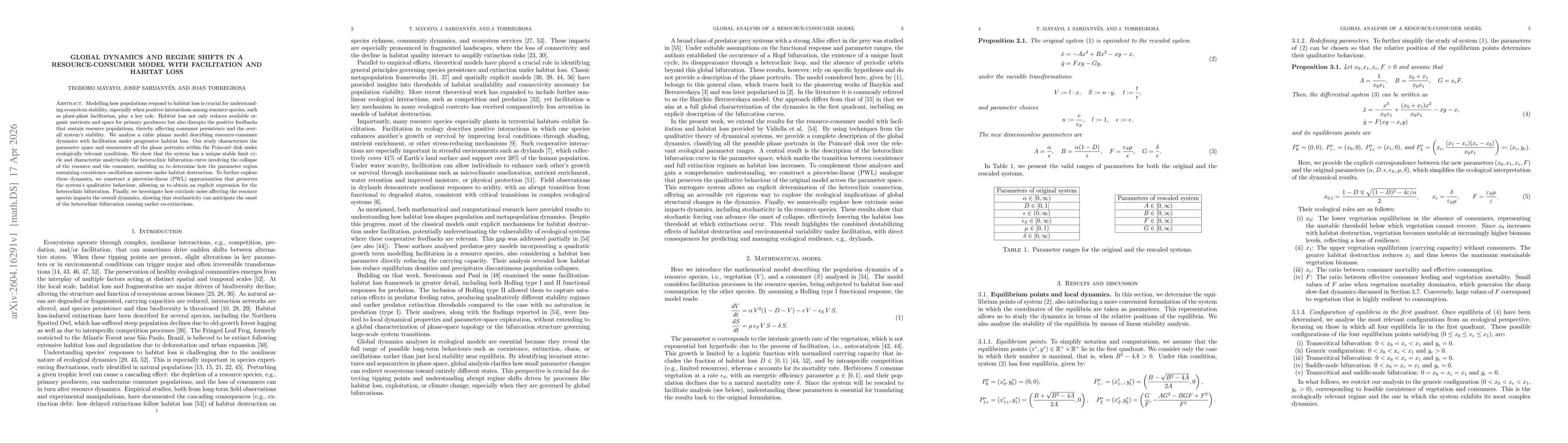 Thumbnail for Global dynamics and regime shifts in a resource-consumer model with facilitation and habitat loss
