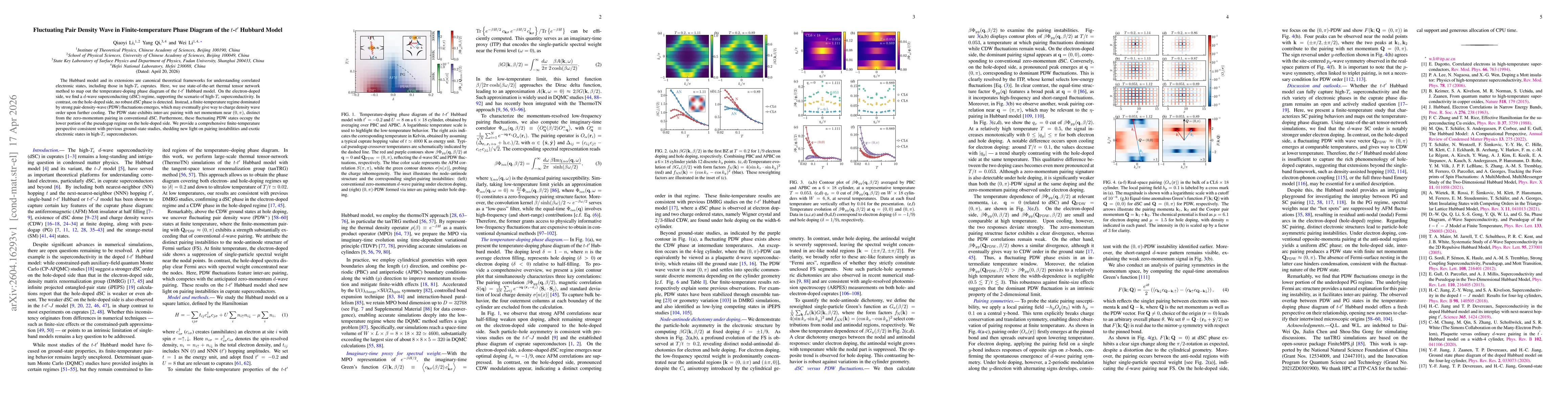 Thumbnail for Fluctuating Pair Density Wave in Finite-temperature Phase Diagram of the $t$-$t^\prime$ Hubbard Model