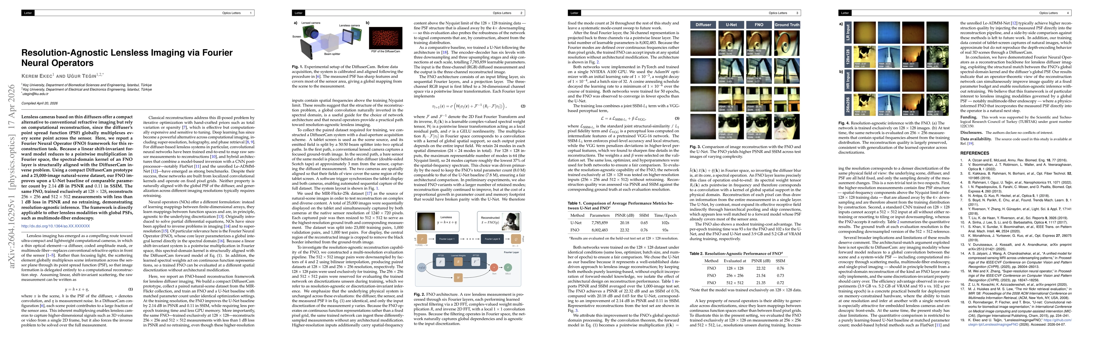 Thumbnail for Resolution-Agnostic Lensless Imaging via Fourier Neural Operators
