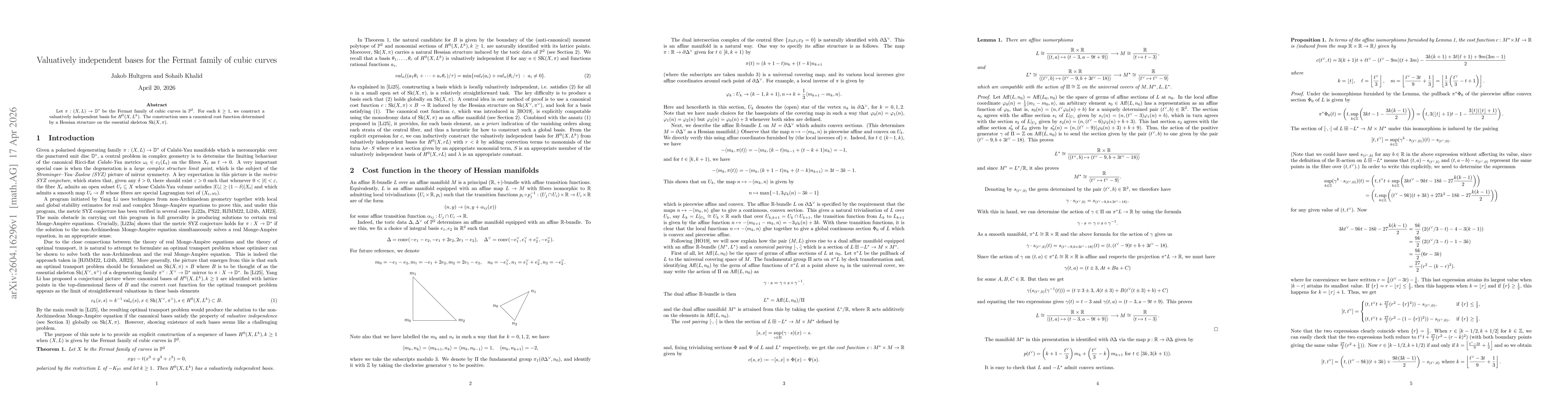 Thumbnail for Valuatively independent bases for the Fermat family of cubic curves