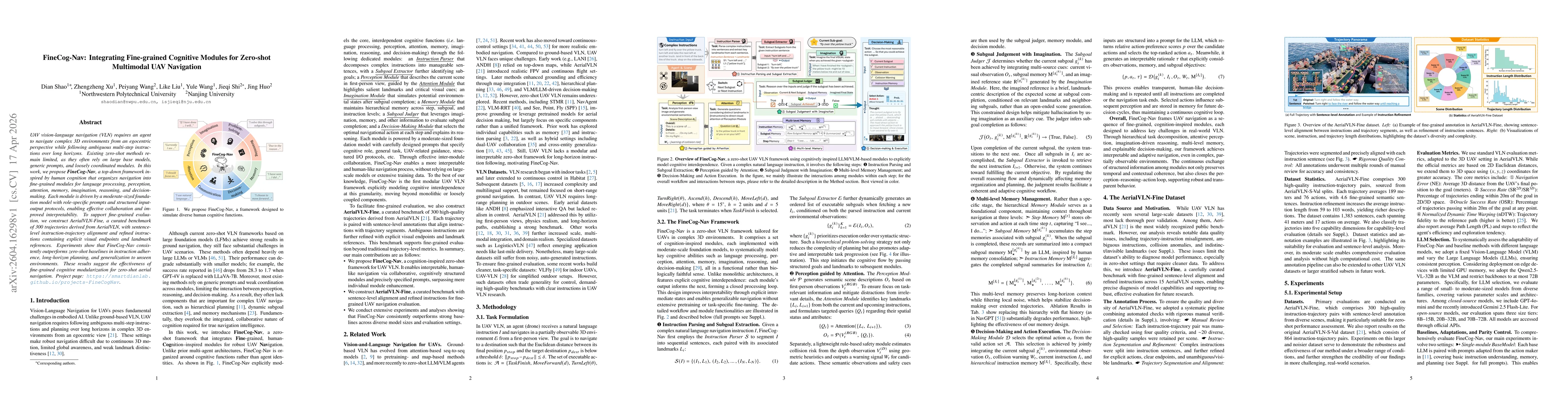 Thumbnail for FineCog-Nav: Integrating Fine-grained Cognitive Modules for Zero-shot Multimodal UAV Navigation