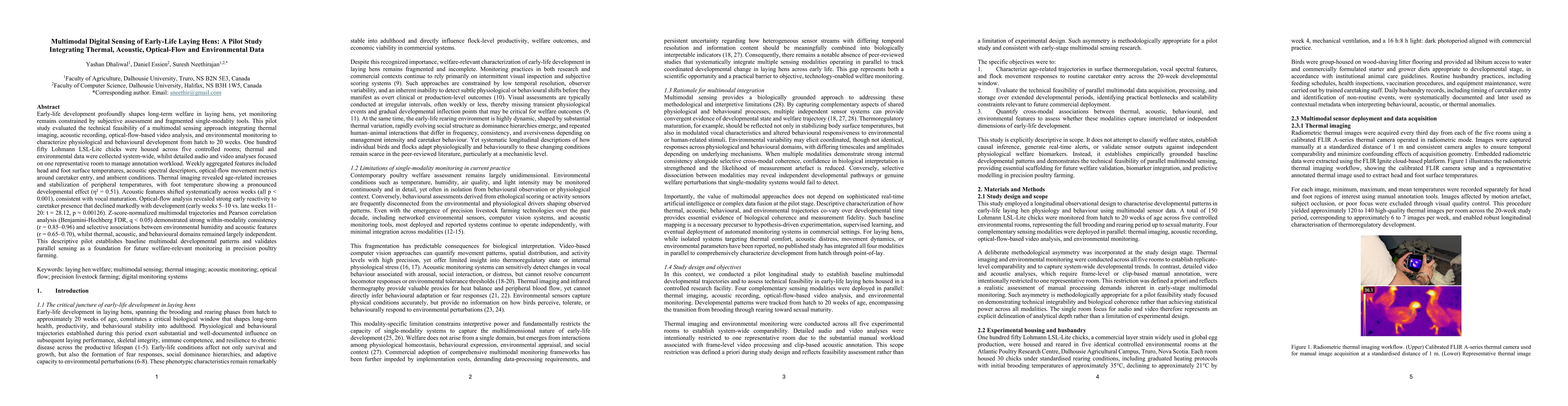 Thumbnail for Multimodal Digital Sensing of Early-Life Laying Hens: A Pilot Study Integrating Thermal, Acoustic, Optical-Flow and Environmental Data