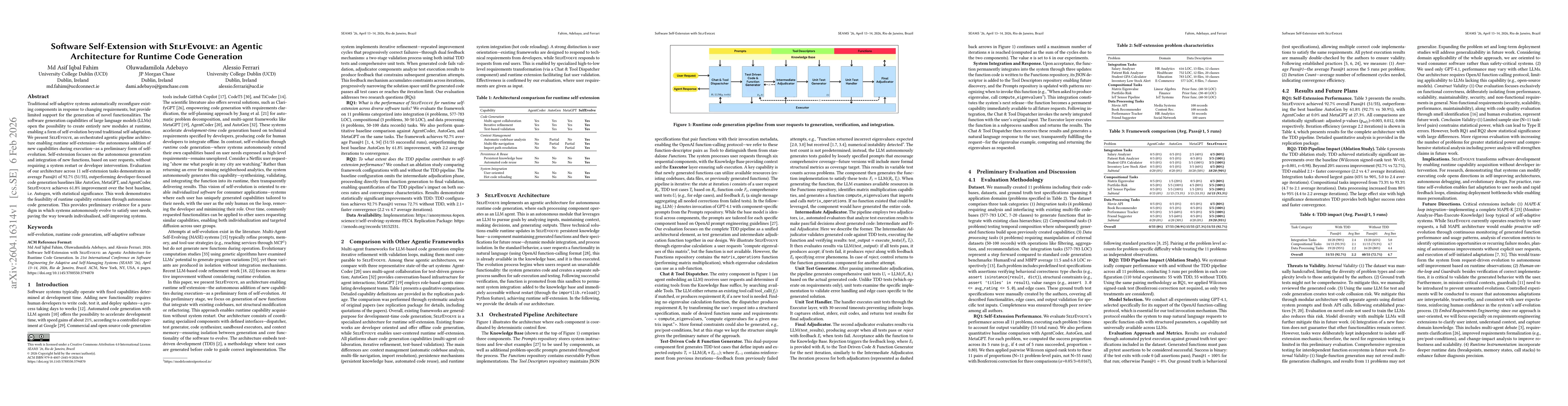 Thumbnail for Software Self-Extension with SelfEvolve: an Agentic Architecture for Runtime Code Generation
