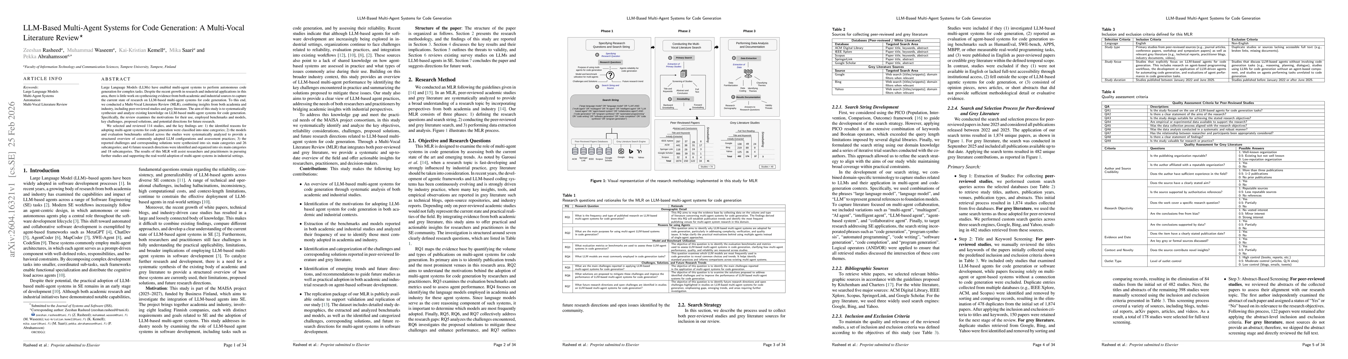 Thumbnail for LLM-Based Multi-Agent Systems for Code Generation: A Multi-Vocal Literature Review