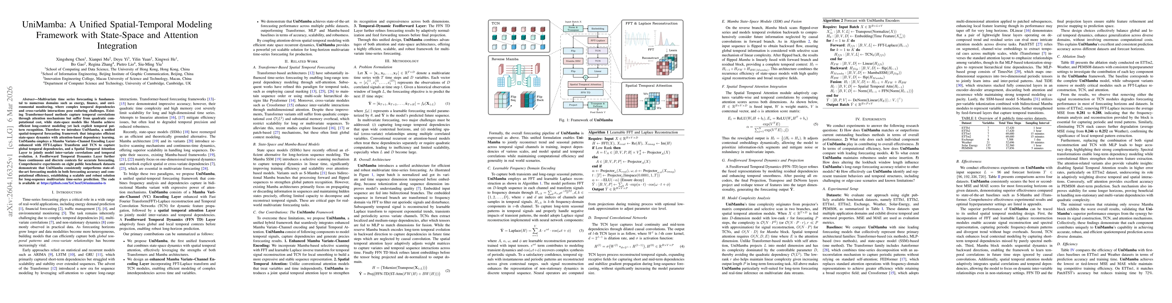 Thumbnail for UniMamba: A Unified Spatial-Temporal Modeling Framework with State-Space and Attention Integration