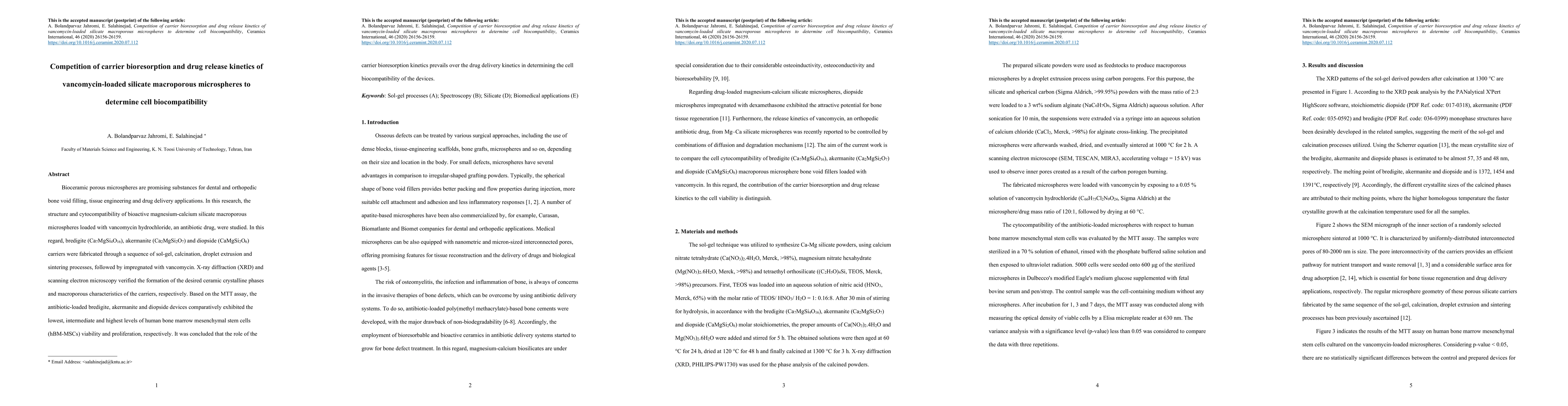 Thumbnail for Competition of carrier bioresorption and drug release kinetics of vancomycin-loaded silicate macroporous microspheres to determine cell biocompatibility