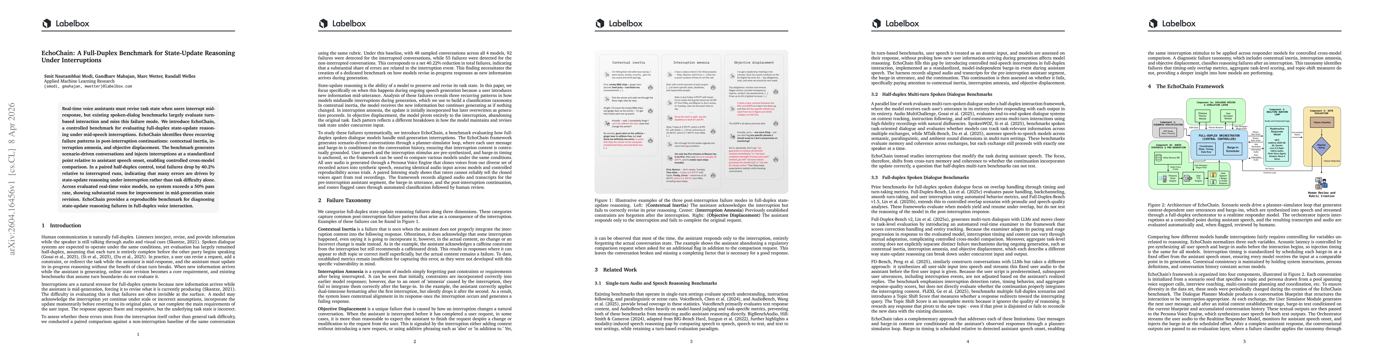 Thumbnail for EchoChain: A Full-Duplex Benchmark for State-Update Reasoning Under Interruptions
