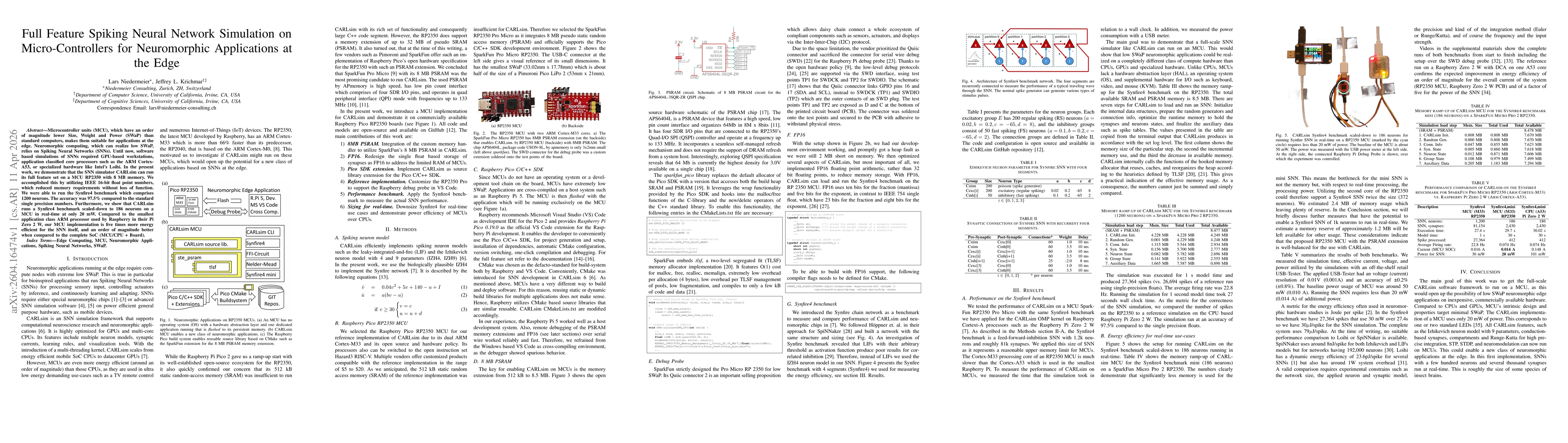 Thumbnail for Full Feature Spiking Neural Network Simulation on Micro-Controllers for Neuromorphic Applications at the Edge