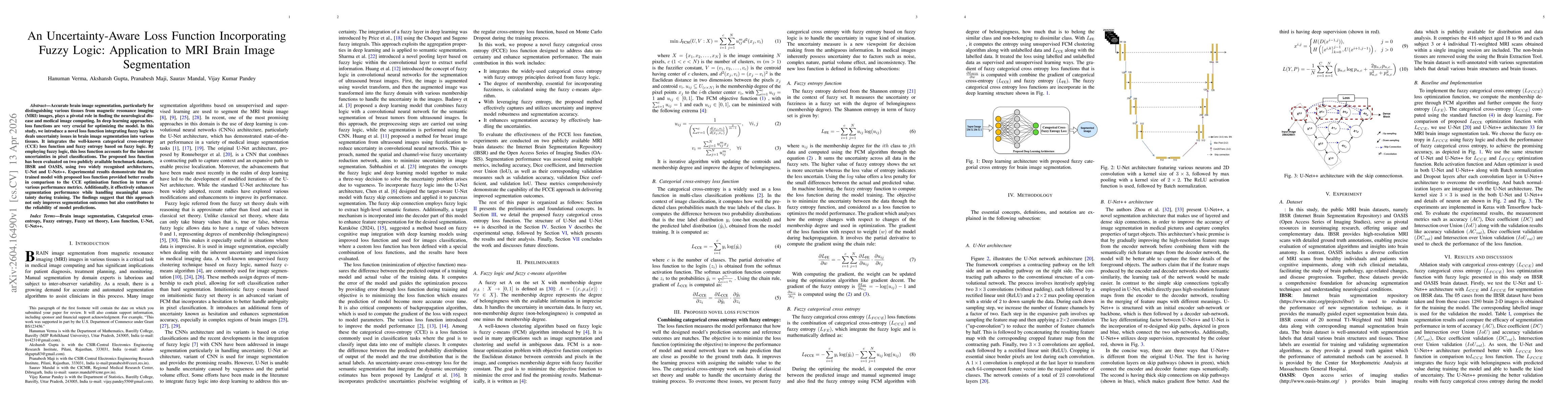 Thumbnail for An Uncertainty-Aware Loss Function Incorporating Fuzzy Logic: Application to MRI Brain Image Segmentation