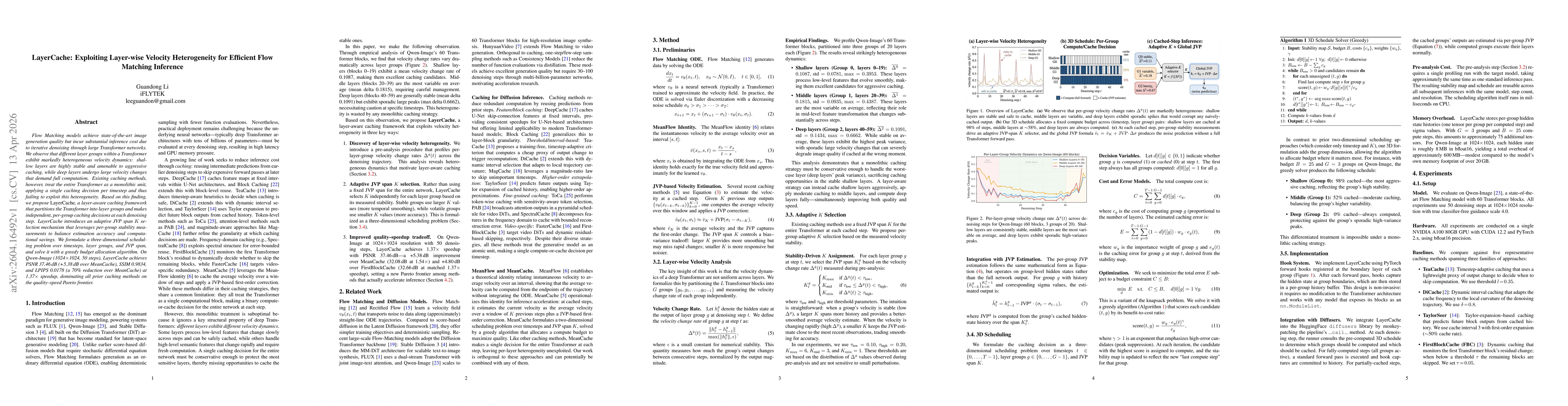 Thumbnail for LayerCache: Exploiting Layer-wise Velocity Heterogeneity for Efficient Flow Matching Inference