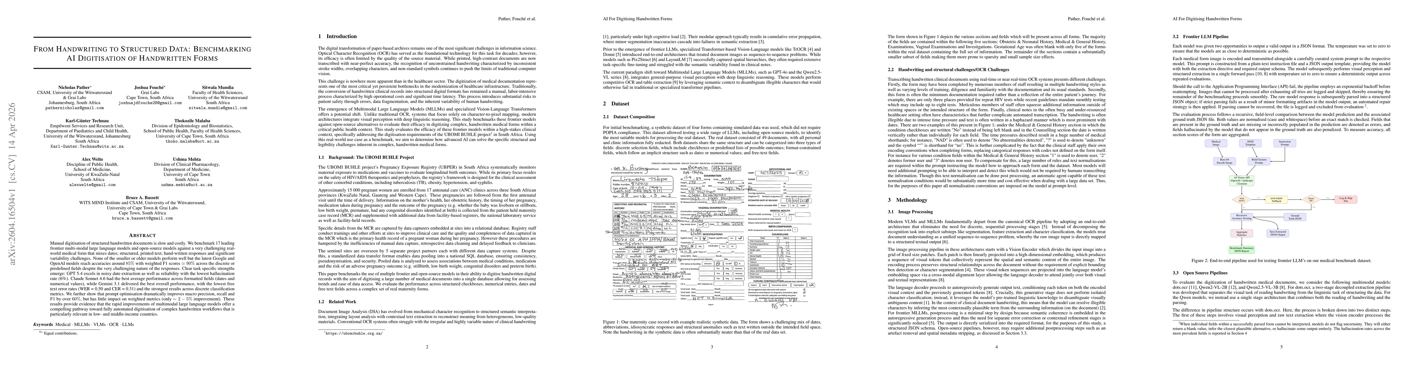 Thumbnail for From Handwriting to Structured Data: Benchmarking AI Digitisation of Handwritten Forms