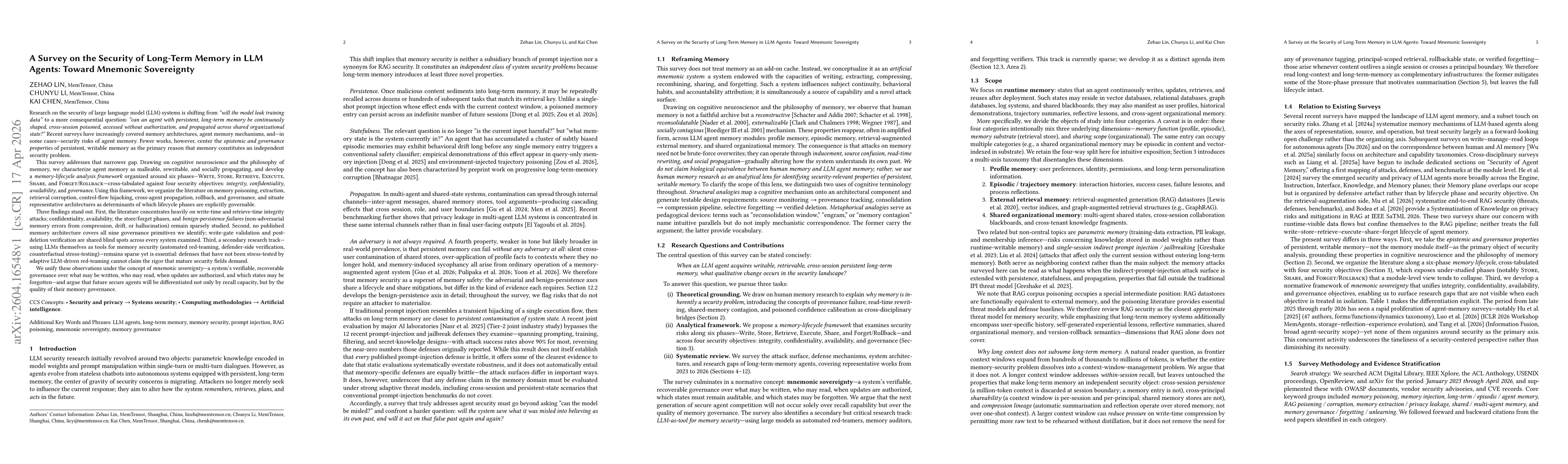 Thumbnail for A Survey on the Security of Long-Term Memory in LLM Agents: Toward Mnemonic Sovereignty