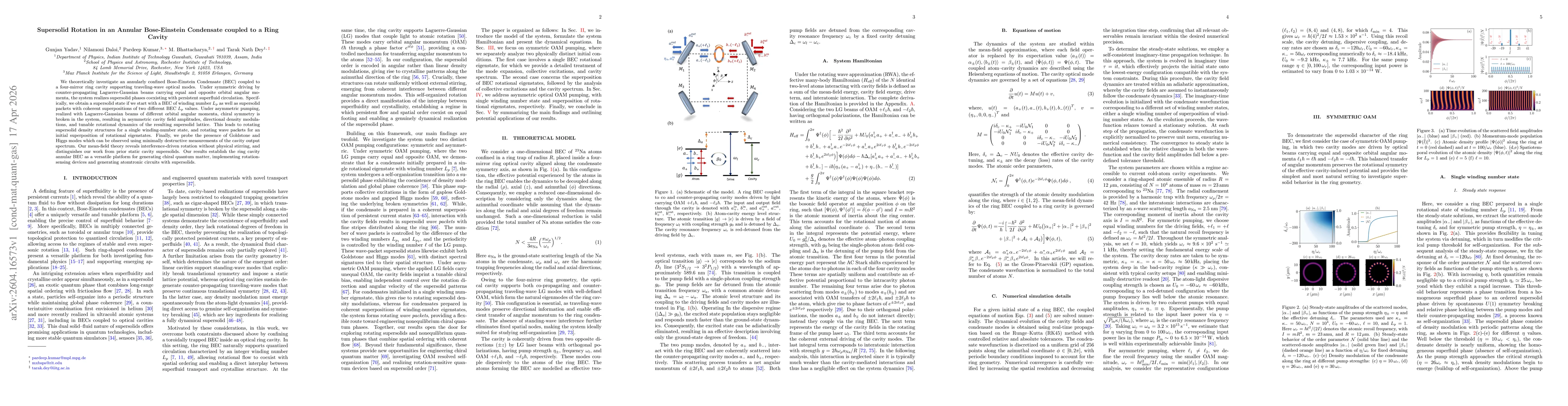 Thumbnail for Supersolid Rotation in an Annular Bose-Einstein Condensate coupled to a Ring Cavity