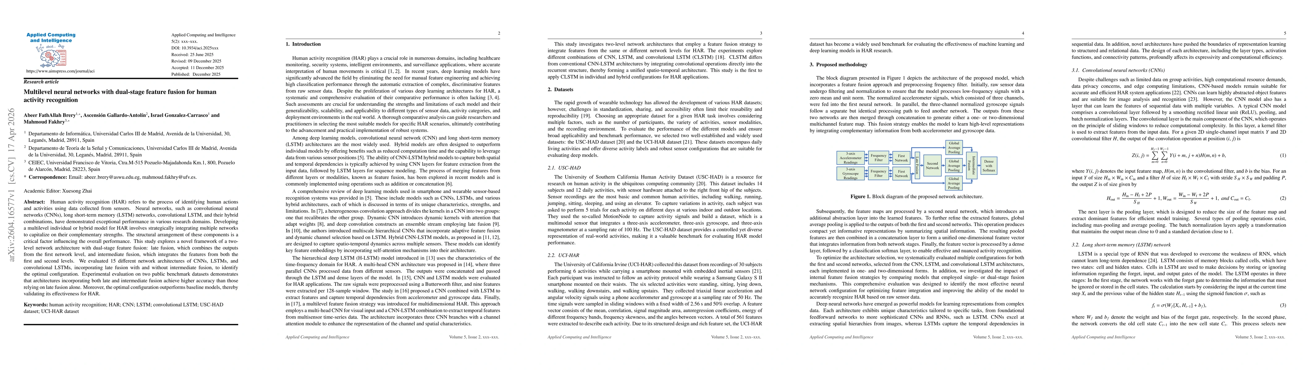 Thumbnail for Multilevel neural networks with dual-stage feature fusion for human activity recognition