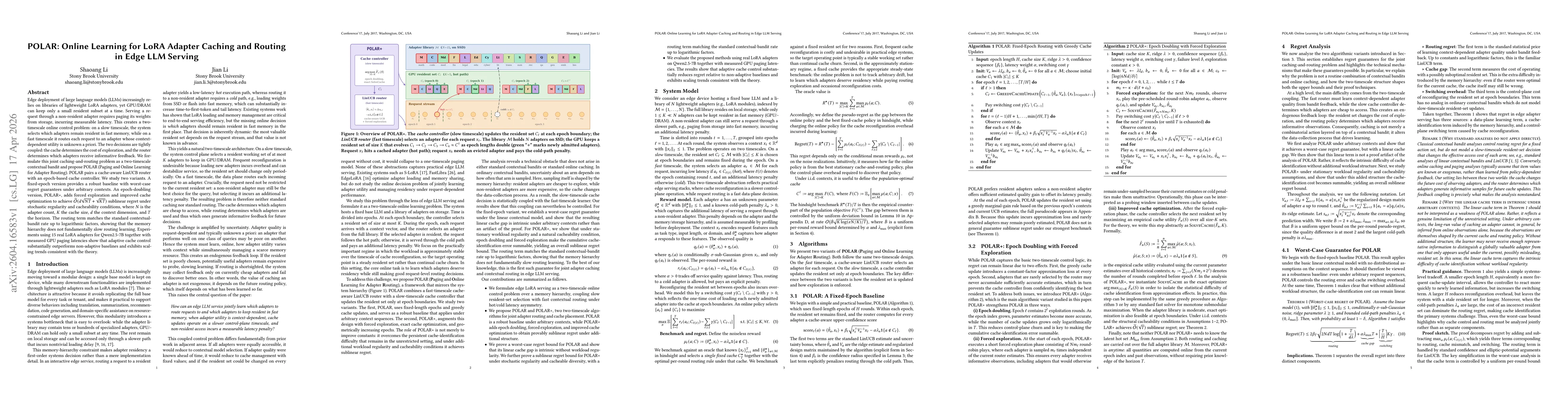 Thumbnail for POLAR: Online Learning for LoRA Adapter Caching and Routing in Edge LLM Serving