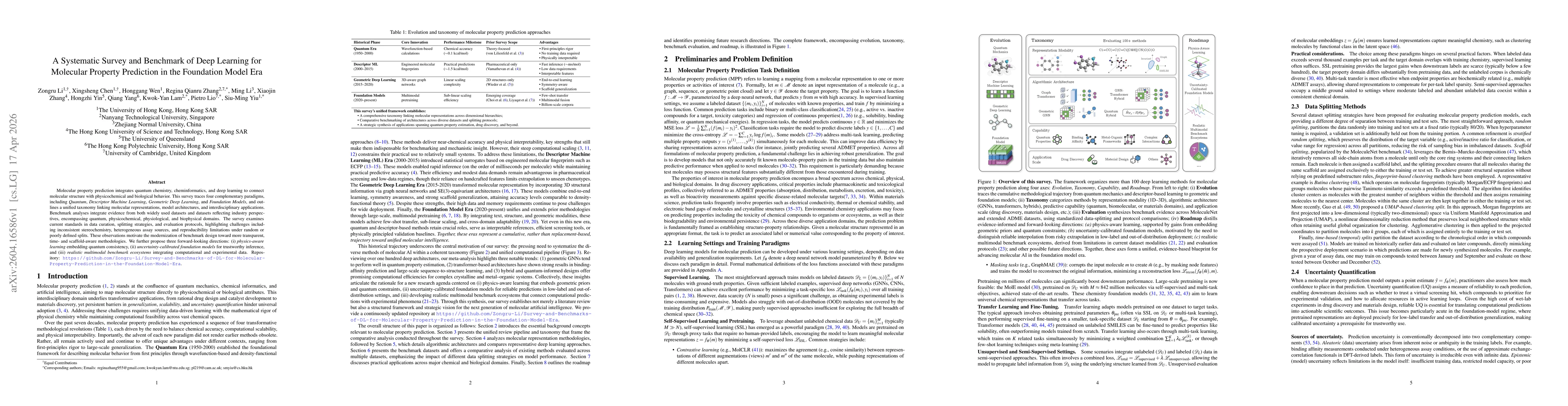 Thumbnail for A Systematic Survey and Benchmark of Deep Learning for Molecular Property Prediction in the Foundation Model Era