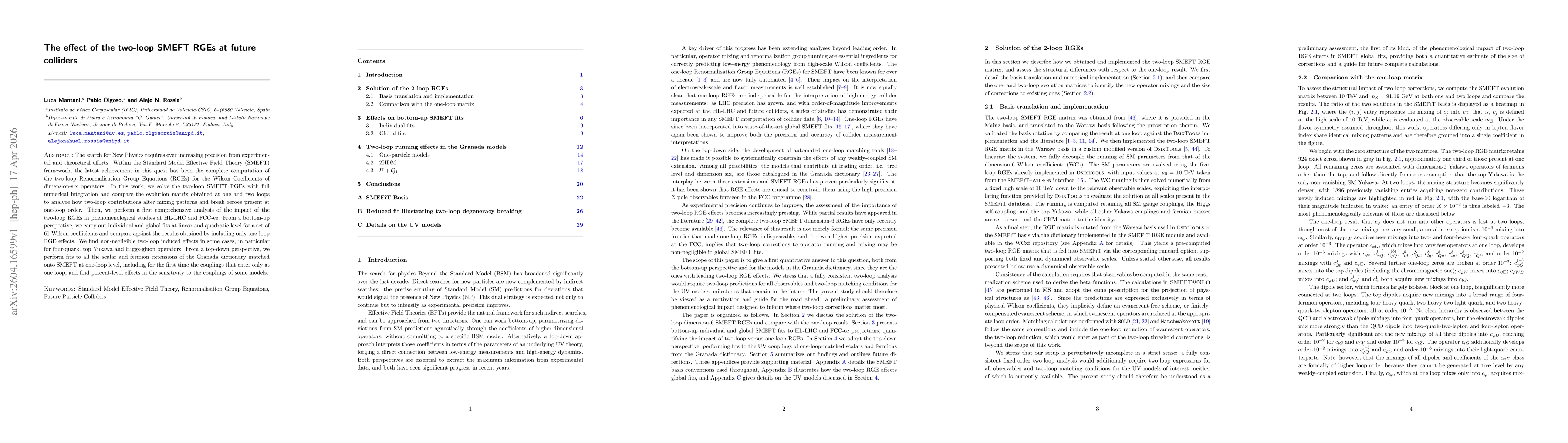 Thumbnail for The effect of the two-loop SMEFT RGEs at future colliders