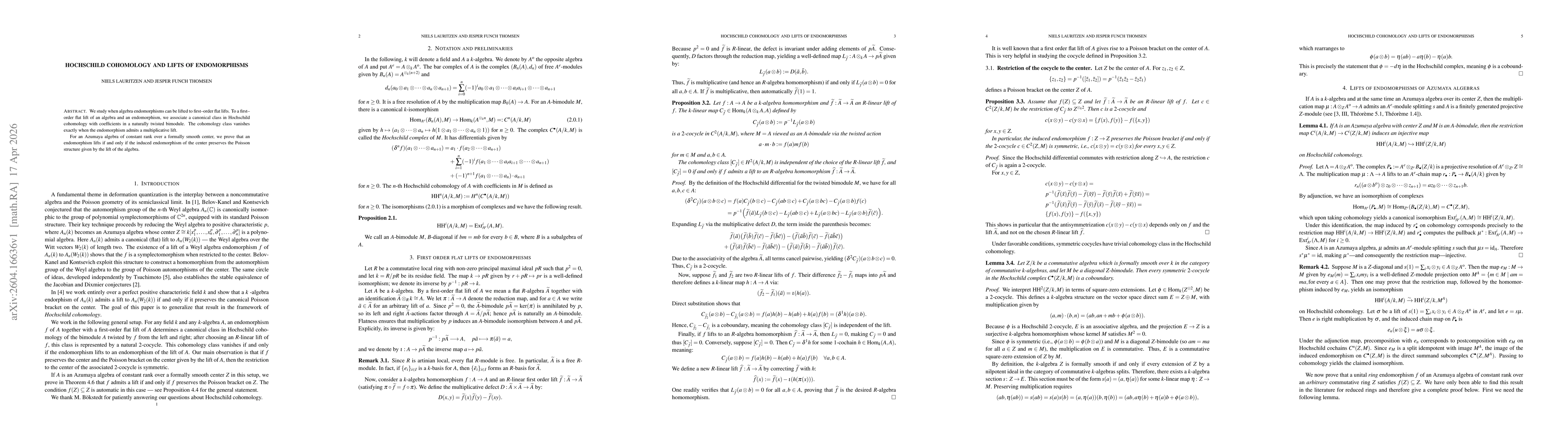 Thumbnail for Hochschild cohomology and lifts of endomorphisms