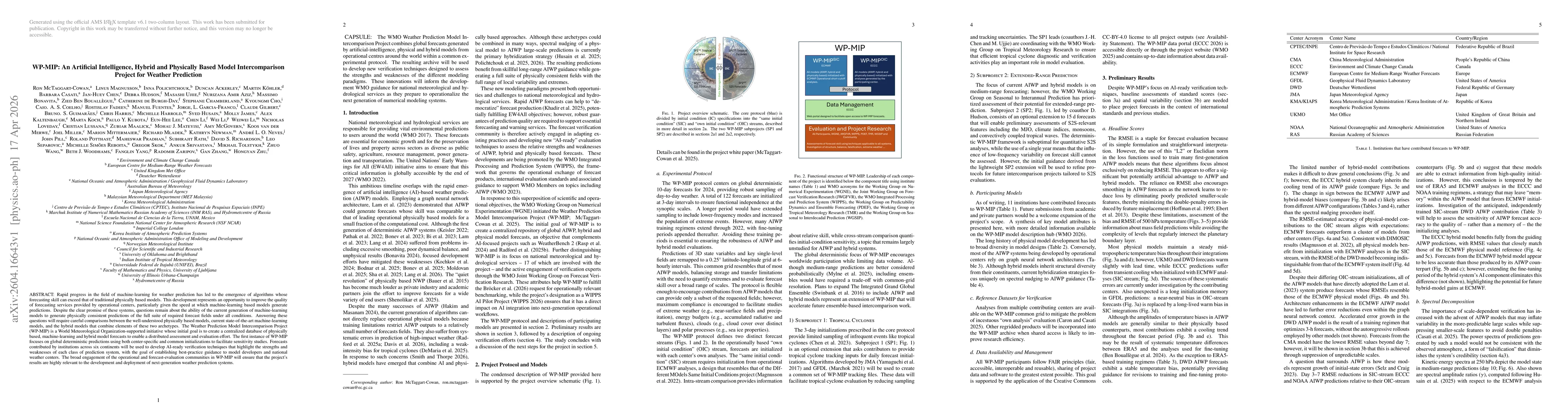 Thumbnail for WP-MIP: An Artificial Intelligence, Hybrid and Physically Based Model Intercomparison Project for Weather Prediction