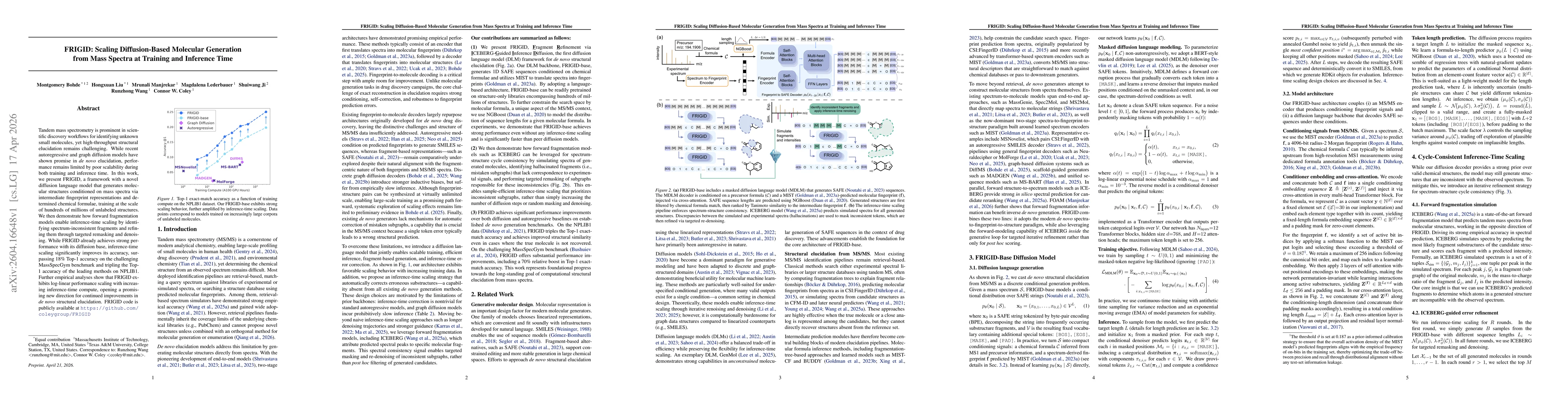 Thumbnail for FRIGID: Scaling Diffusion-Based Molecular Generation from Mass Spectra at Training and Inference Time