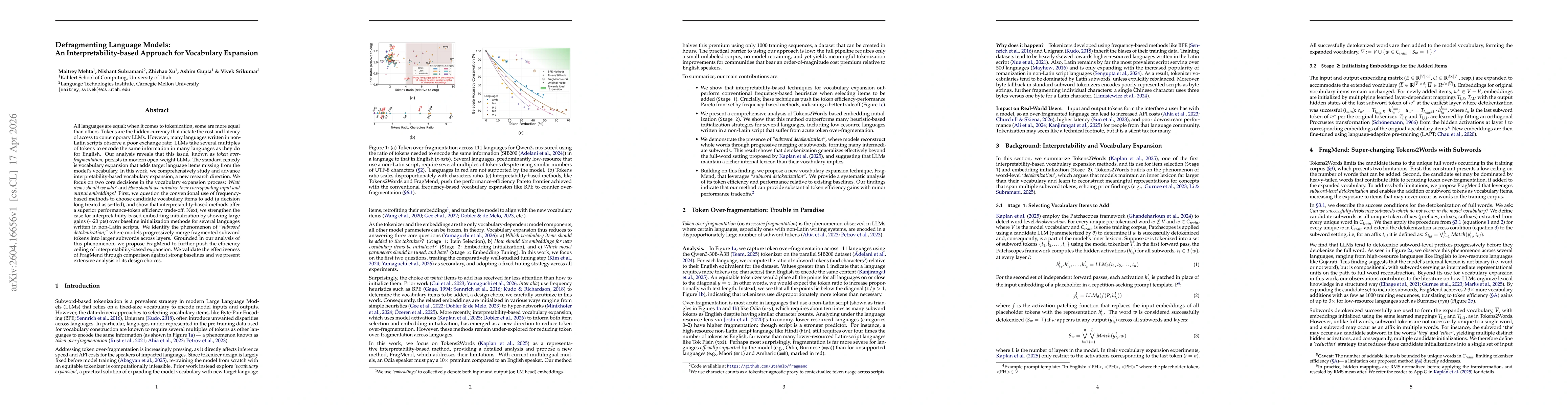Thumbnail for Defragmenting Language Models: An Interpretability-based Approach for Vocabulary Expansion