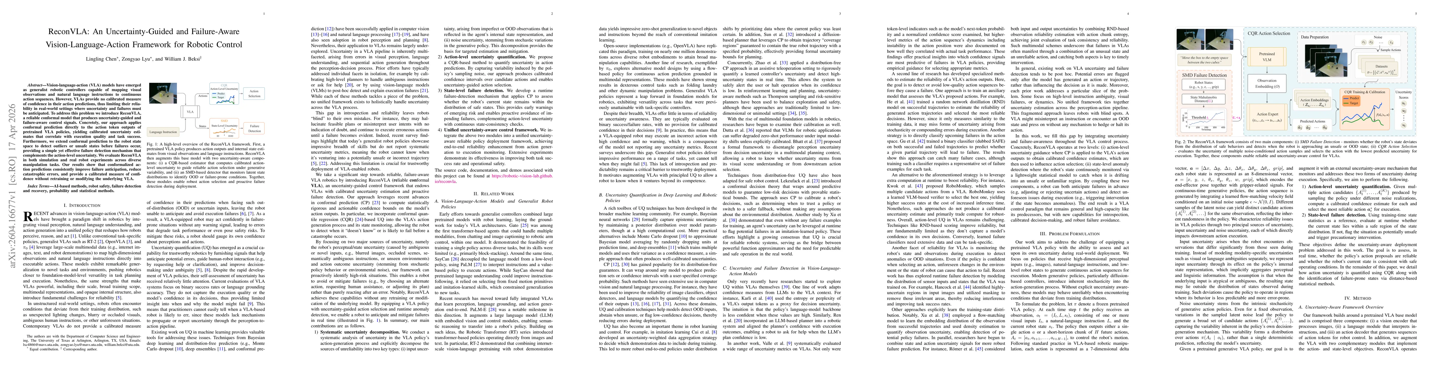 Thumbnail for ReconVLA: An Uncertainty-Guided and Failure-Aware Vision-Language-Action Framework for Robotic Control