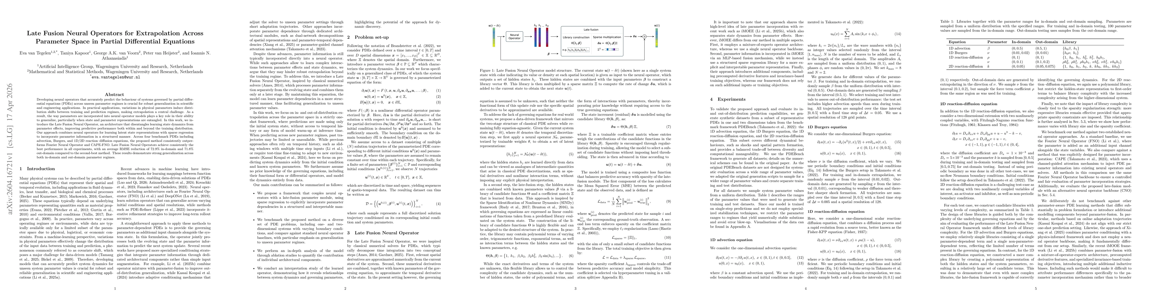 Thumbnail for Late Fusion Neural Operators for Extrapolation Across Parameter Space in Partial Differential Equations