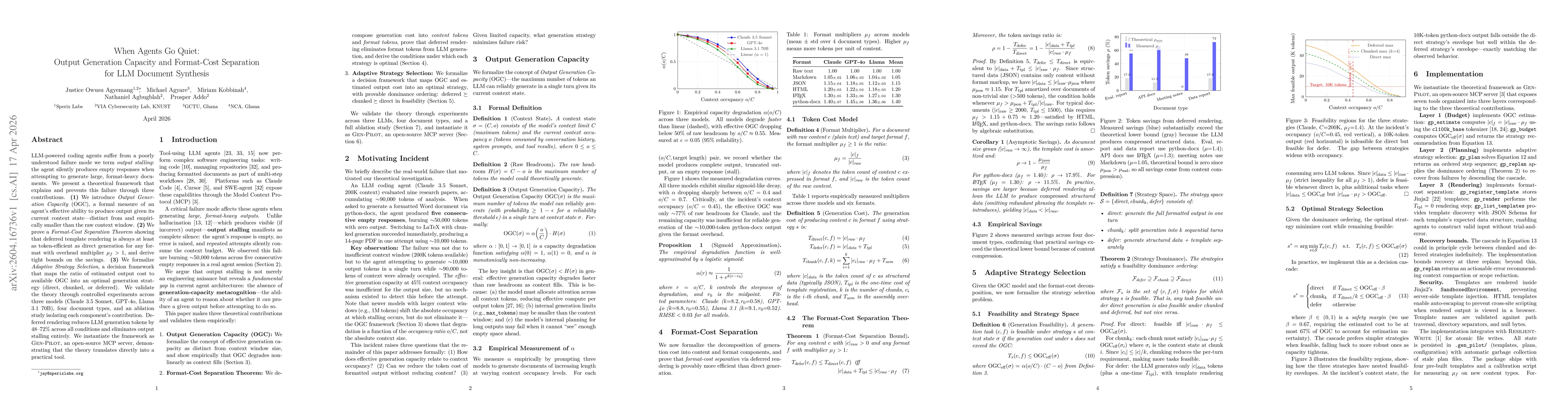 Thumbnail for When Agents Go Quiet: Output Generation Capacity and Format-Cost Separation for LLM Document Synthesis