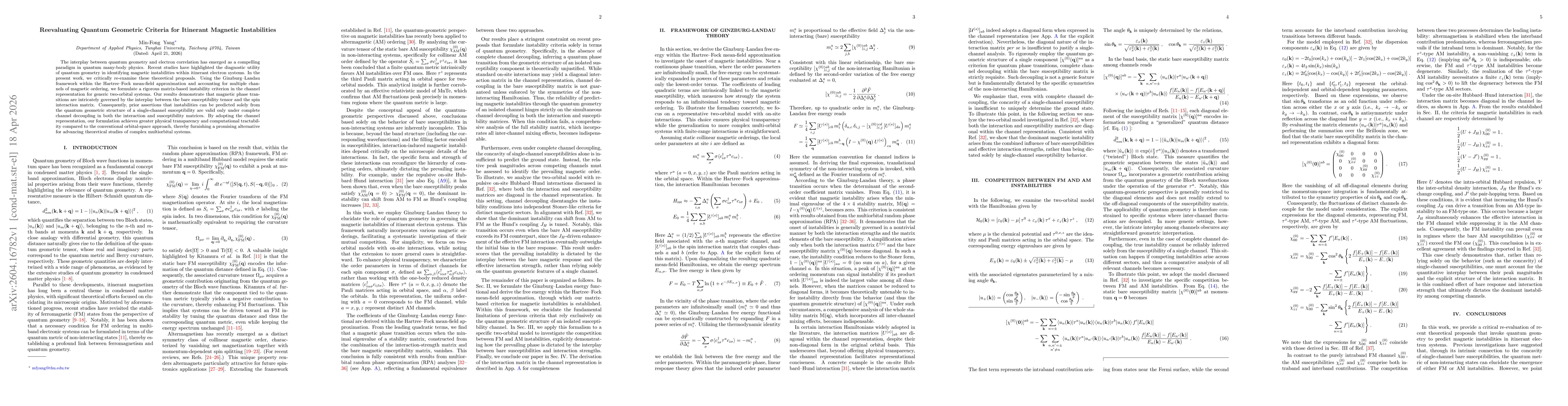 Thumbnail for Reevaluating Quantum Geometric Criteria for Itinerant Magnetic Instabilities
