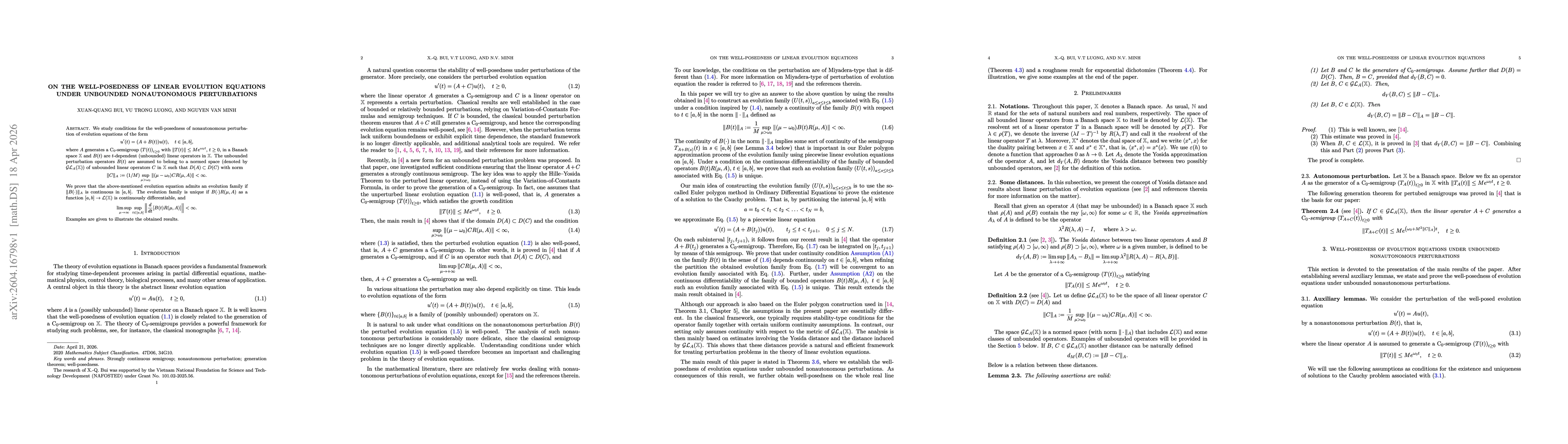 Thumbnail for On the well-posedness of linear evolution equations under unbounded nonautonomous perturbations