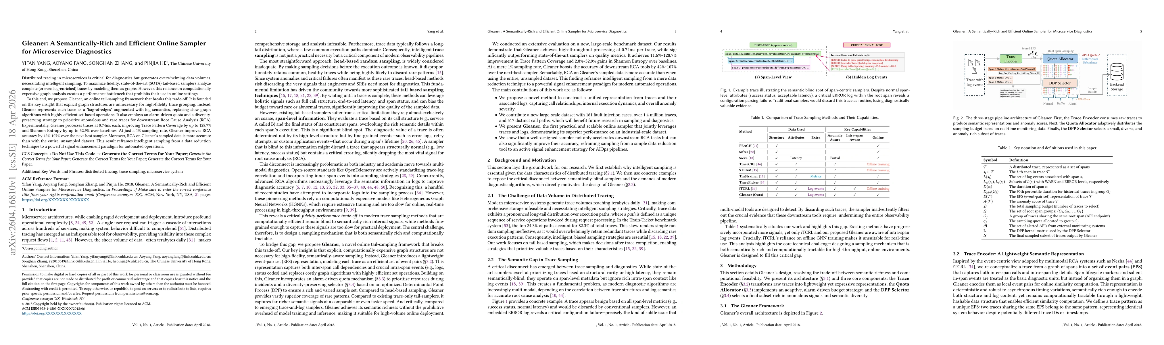 Thumbnail for Gleaner: A Semantically-Rich and Efficient Online Sampler for Microservice Diagnostics