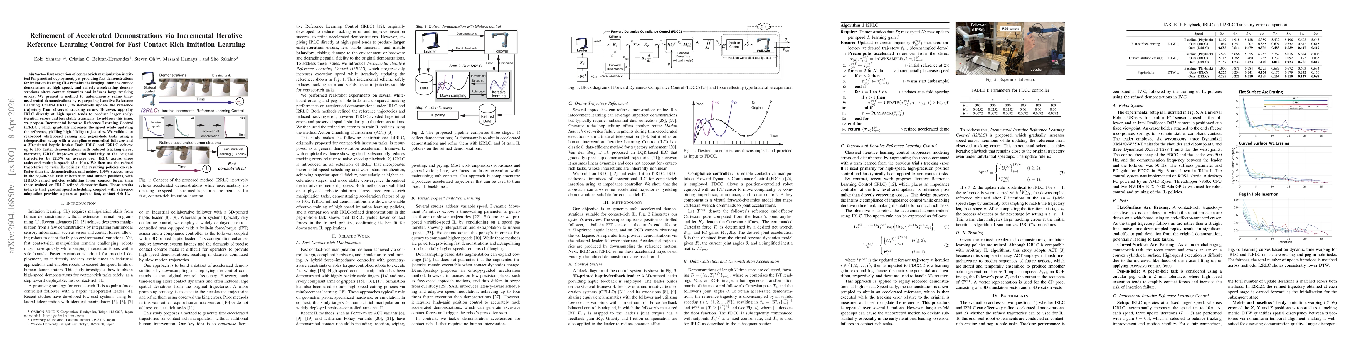 Thumbnail for Refinement of Accelerated Demonstrations via Incremental Iterative Reference Learning Control for Fast Contact-Rich Imitation Learning